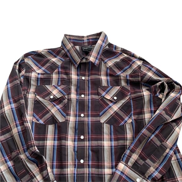 High Noon Pearl Snap Plaid Button Up Shirt XL - Picture 3 of 5